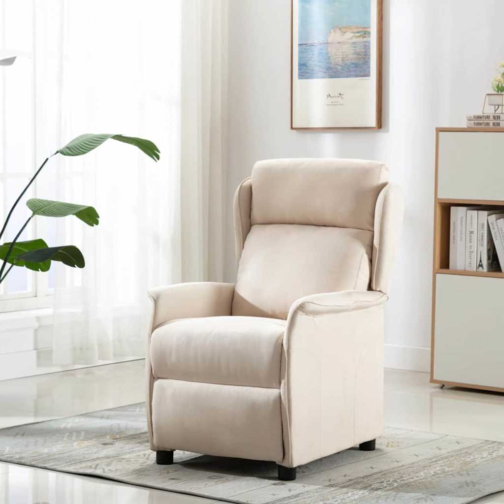 Poltrona reclinável Creme 67.5 x 93.5 x 101.5 cm tecido