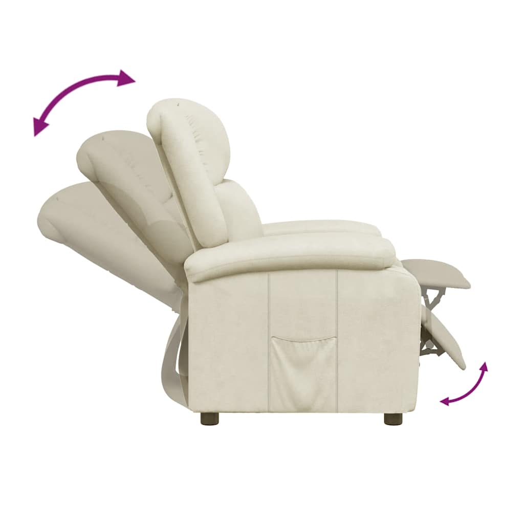 Poltrona reclinável couro artificial cor creme