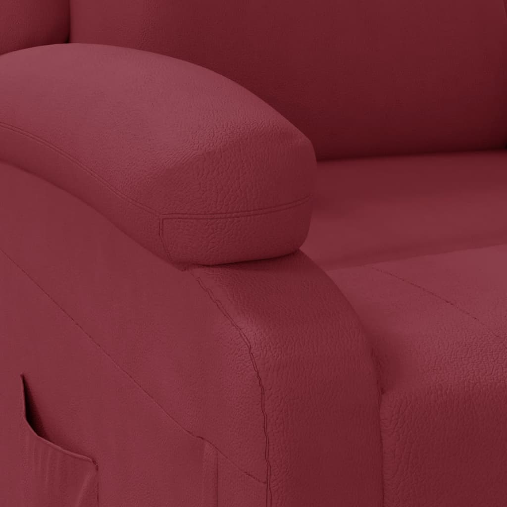 Poltrona reclinável couro artificial vermelho tinto