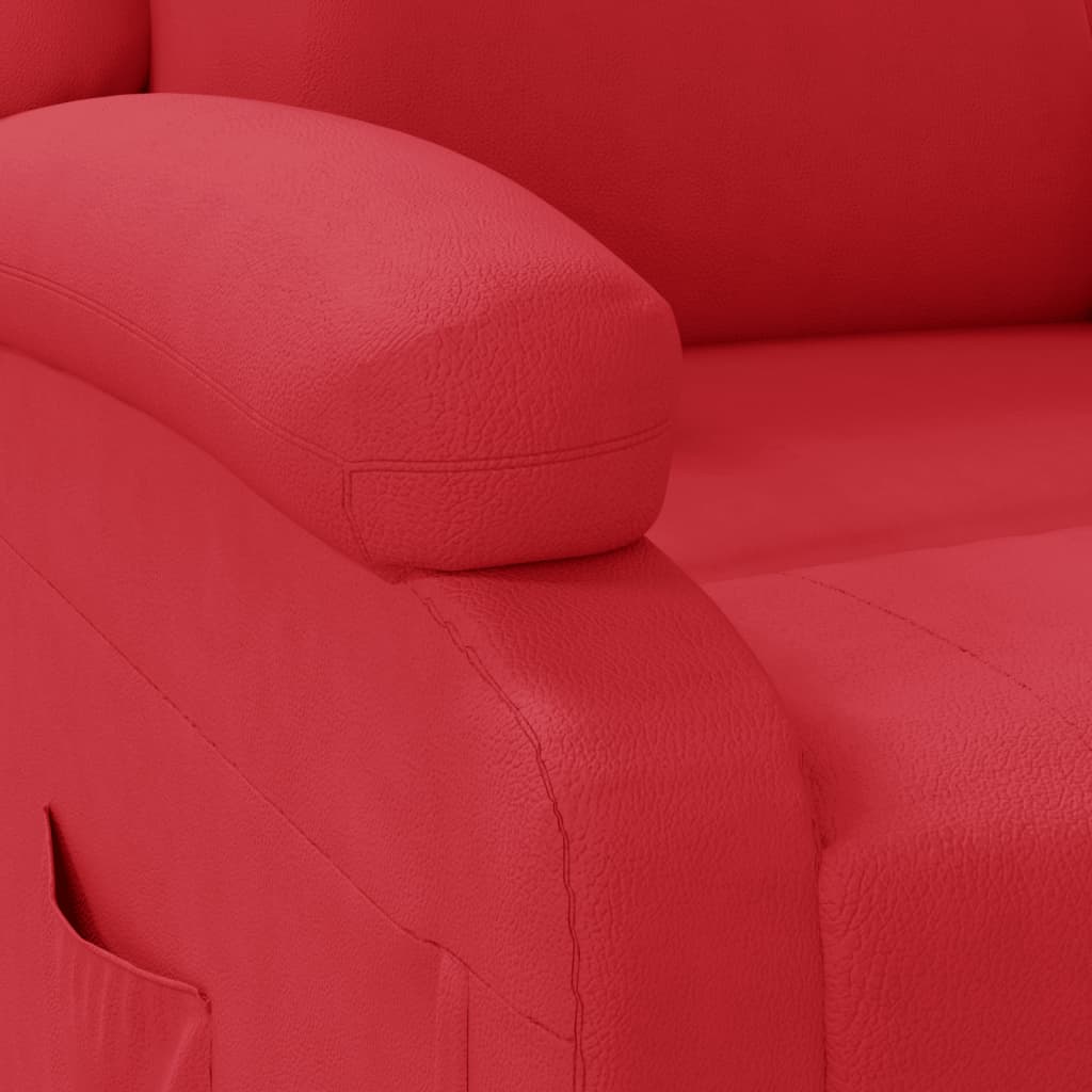 Poltrona reclinável couro artificial vermelho
