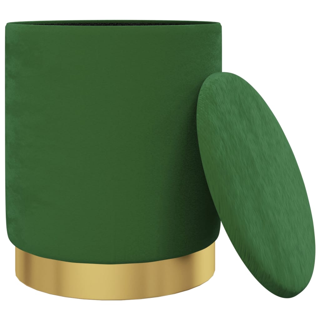 Pufe com arrumação redondo veludo 31 x 37 cm verde