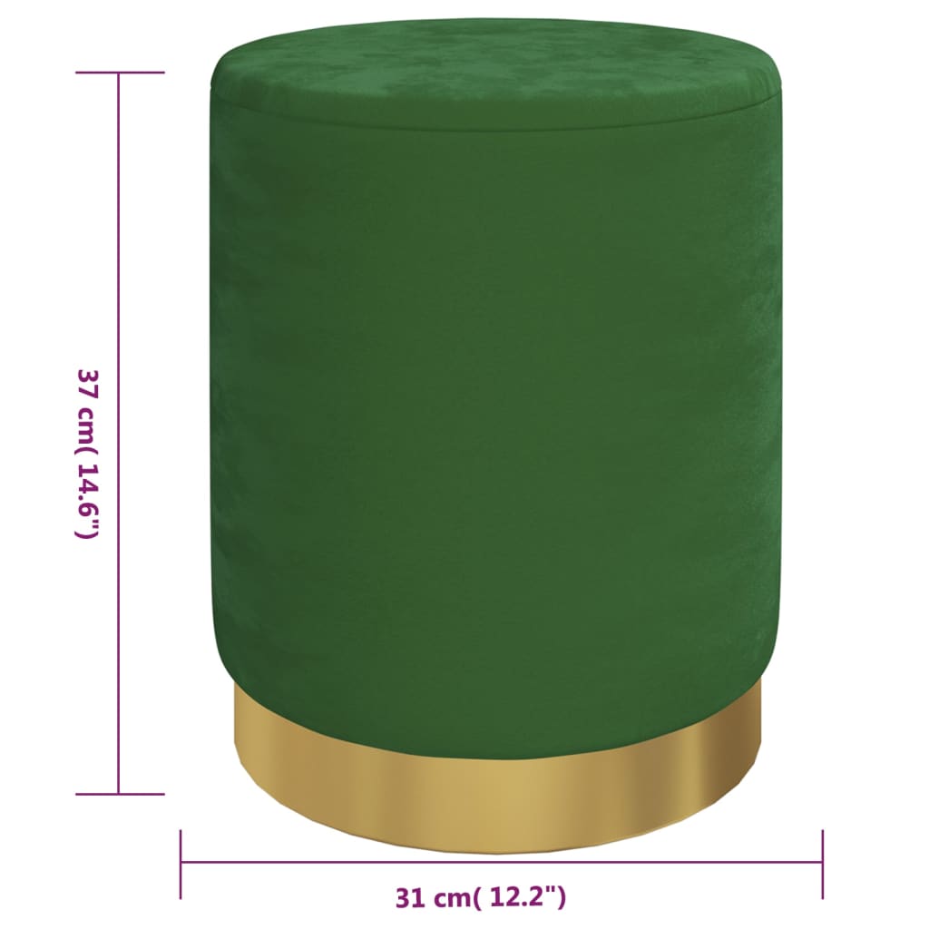 Pufe com arrumação redondo veludo 31 x 37 cm verde