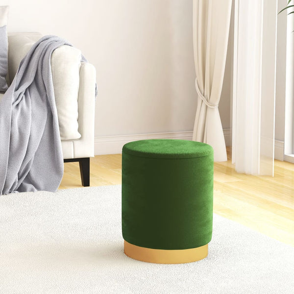 Pufe com arrumação redondo veludo 31 x 37 cm verde