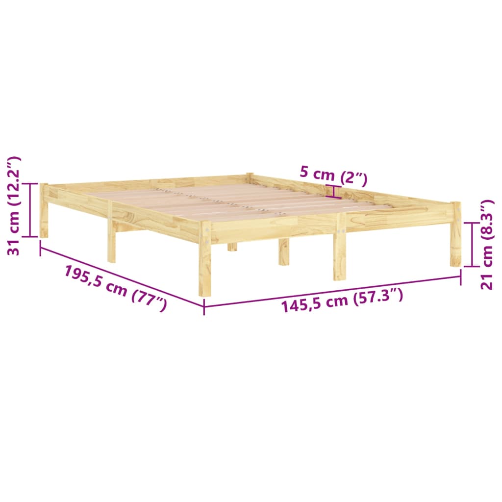Estrutura de cama 140x190 cm pinho maciço