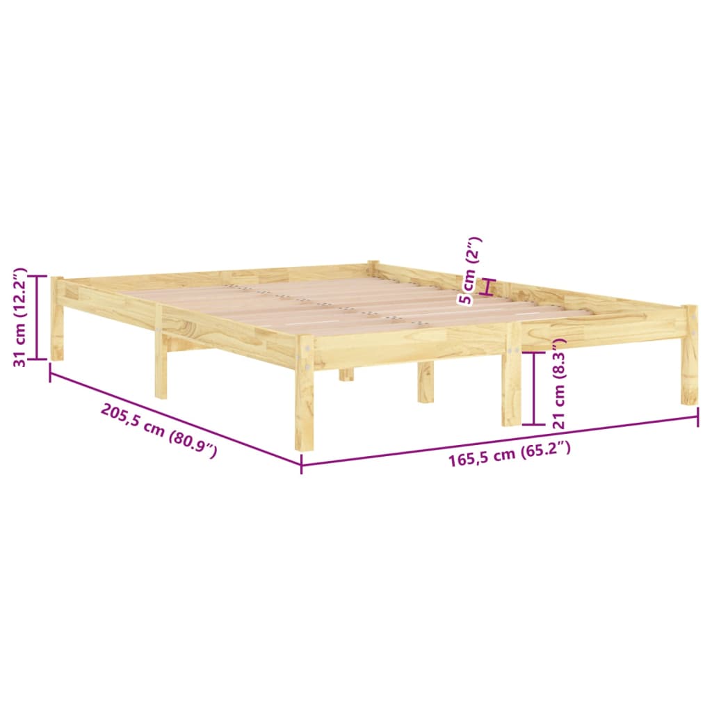 Estrutura de cama 160x200 cm pinho maciço