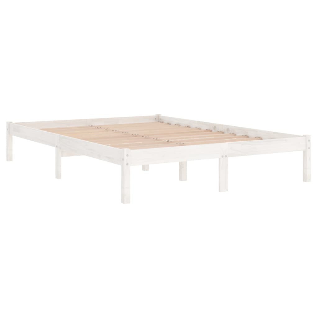 Estrutura de cama super king pinho maciço 180x200 cm branco