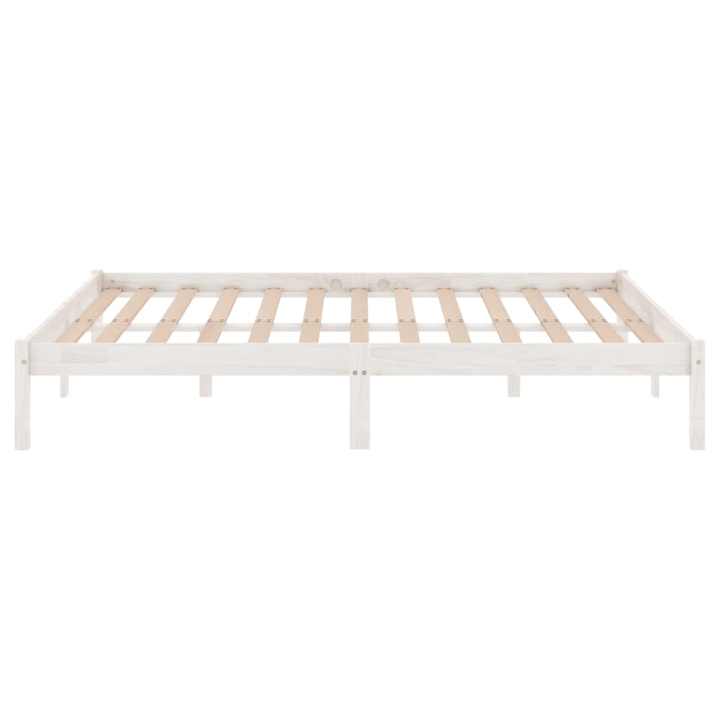 Estrutura de cama super king pinho maciço 180x200 cm branco