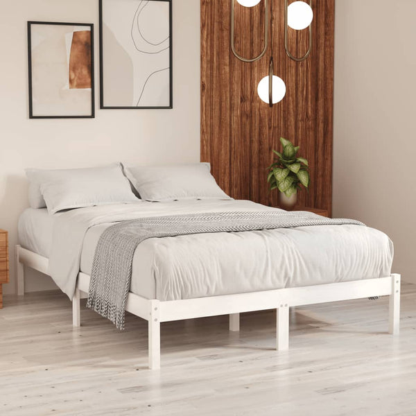 Estrutura de cama super king pinho maciço 180x200 cm branco