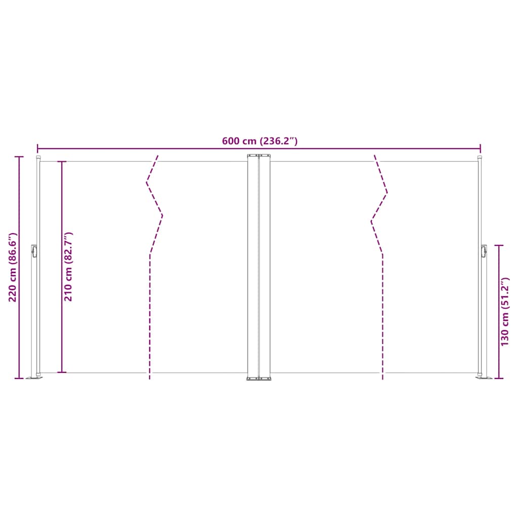 Toldo lateral retrátil 200x600 cm vermelho