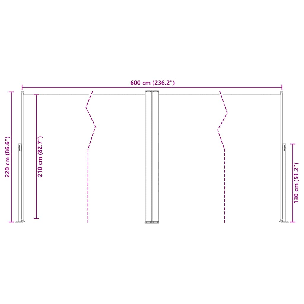 Toldo lateral retrátil 220x600 cm vermelho