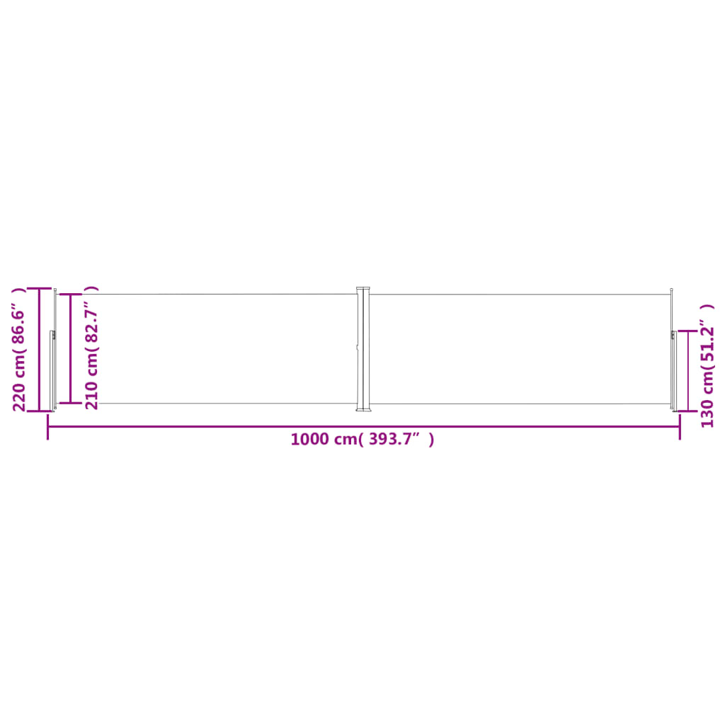 Toldo lateral retrátil 220x1000 cm preto