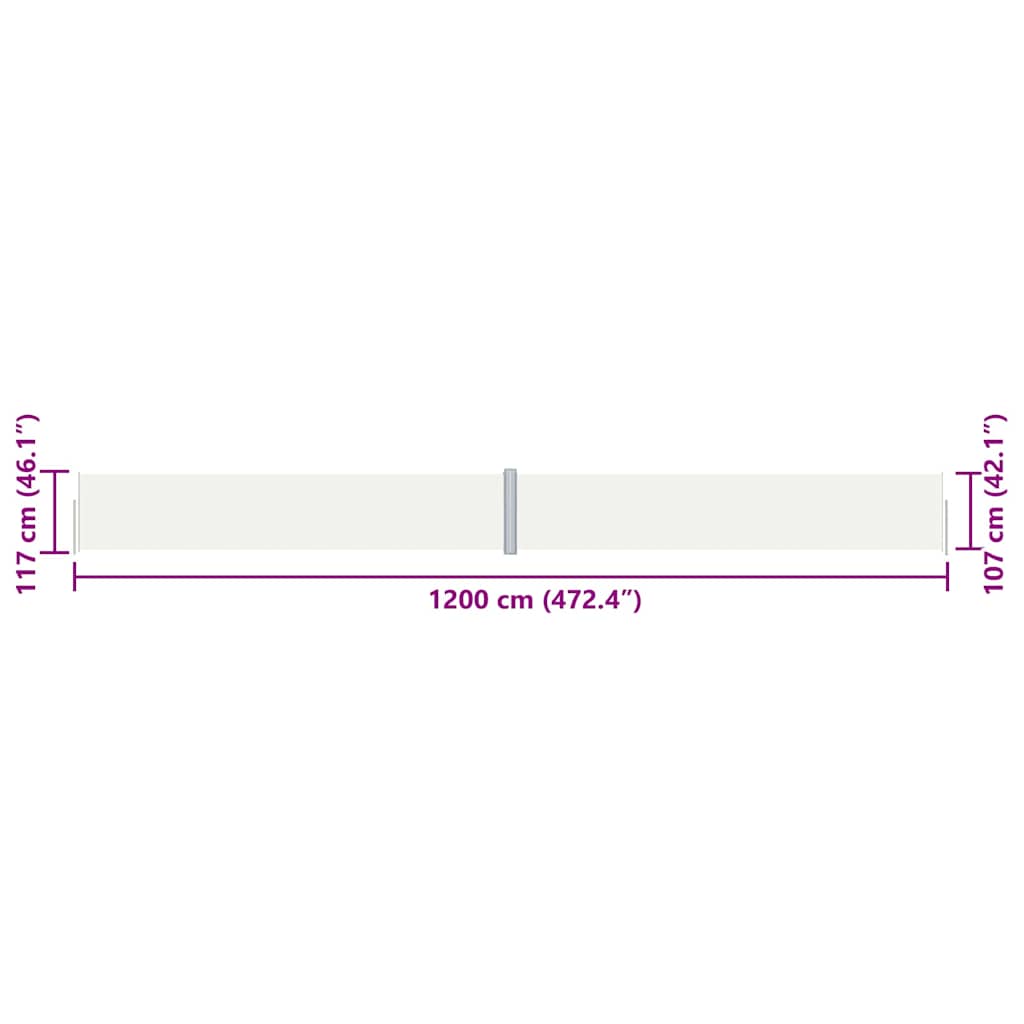 Toldo lateral retrátil 117x1200 cm cor creme