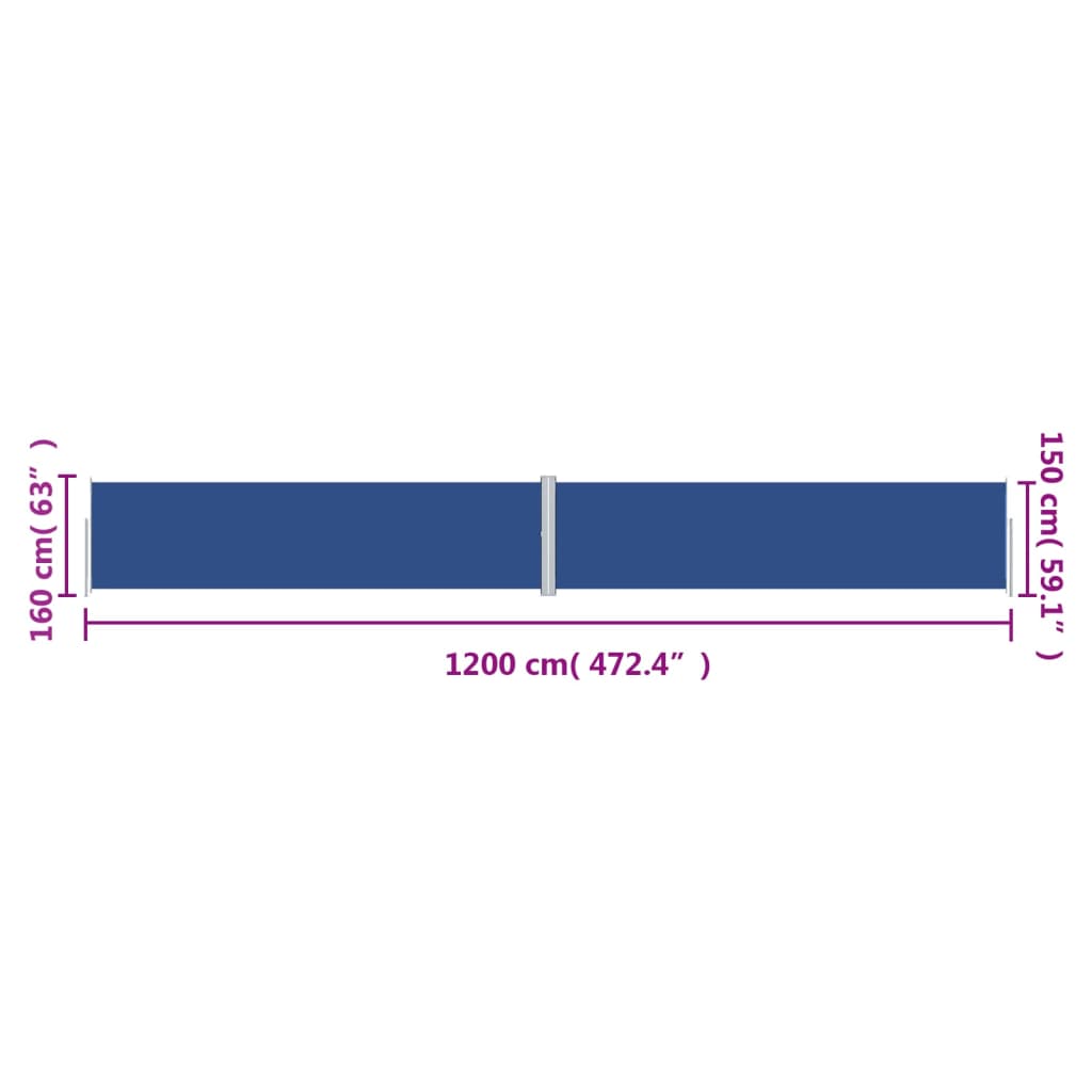 Toldo lateral retrátil 160x1200 cm azul