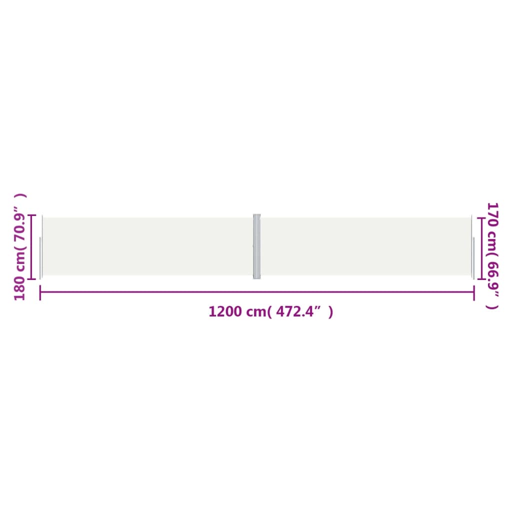 Toldo lateral retrátil 180x1200 cm cor creme