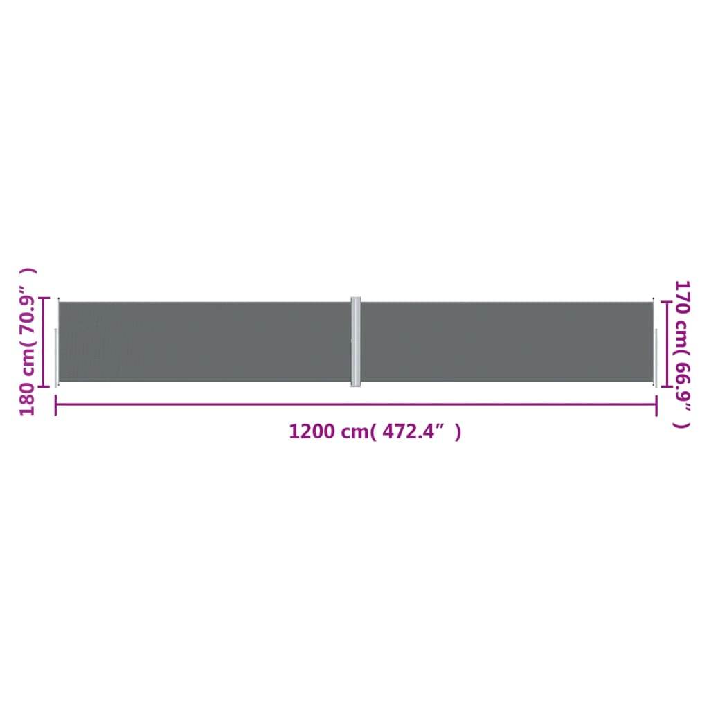 Toldo lateral retrátil 180x1200 cm antracite