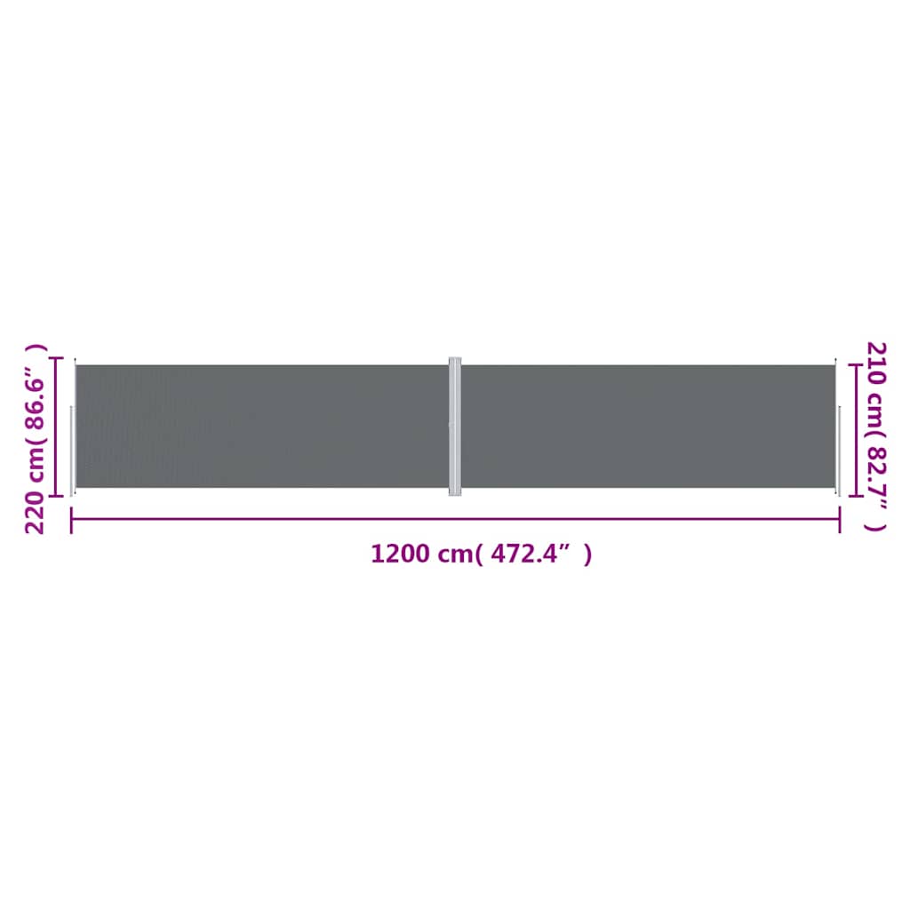 Toldo lateral retrátil 220x1200 cm antracite