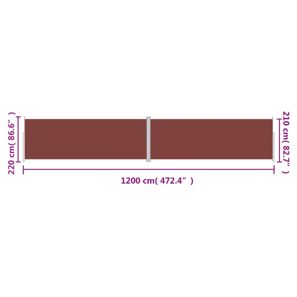 Toldo lateral retrátil 220x1200 cm castanho