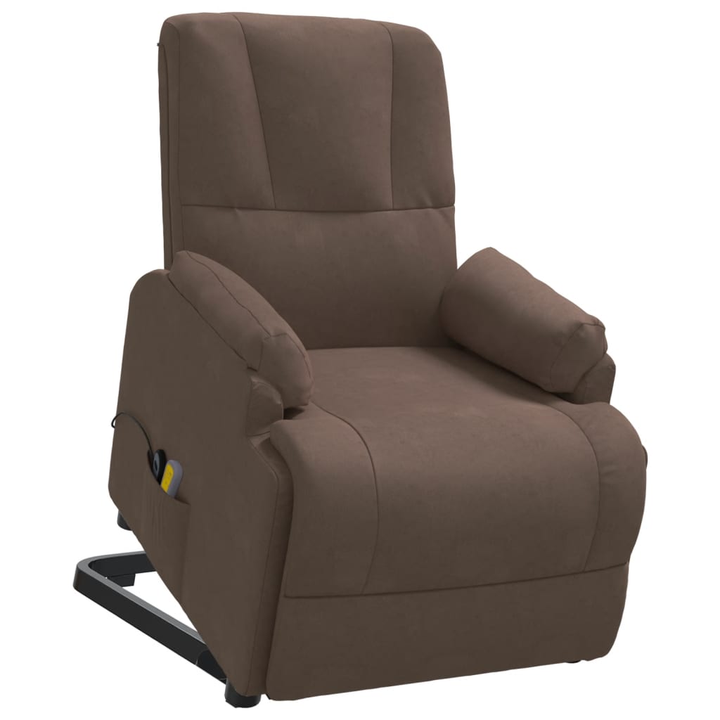 Poltrona de massagens elevatória camurça artificial castanho