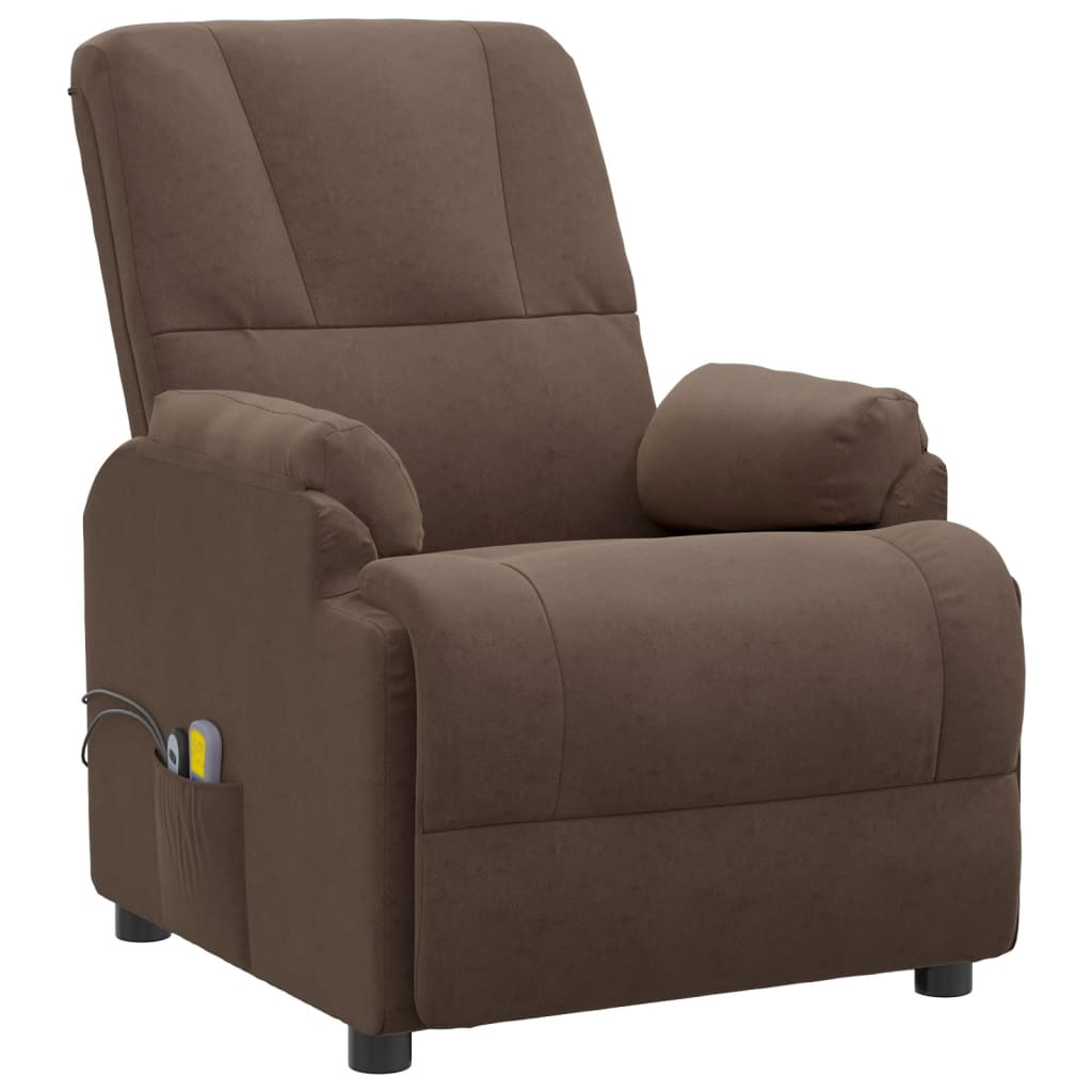 Poltrona de massagens elevatória camurça artificial castanho