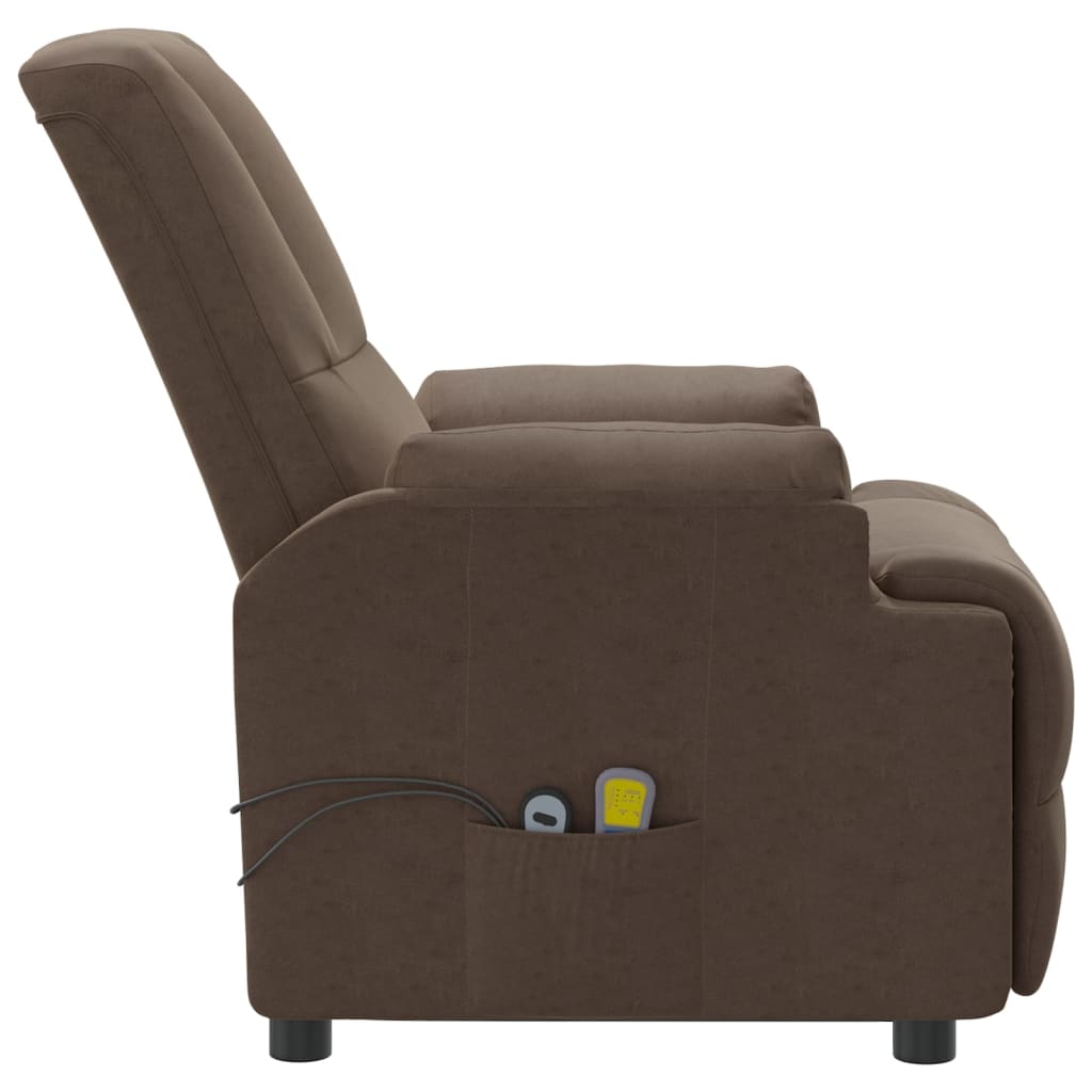 Poltrona de massagens elevatória camurça artificial castanho
