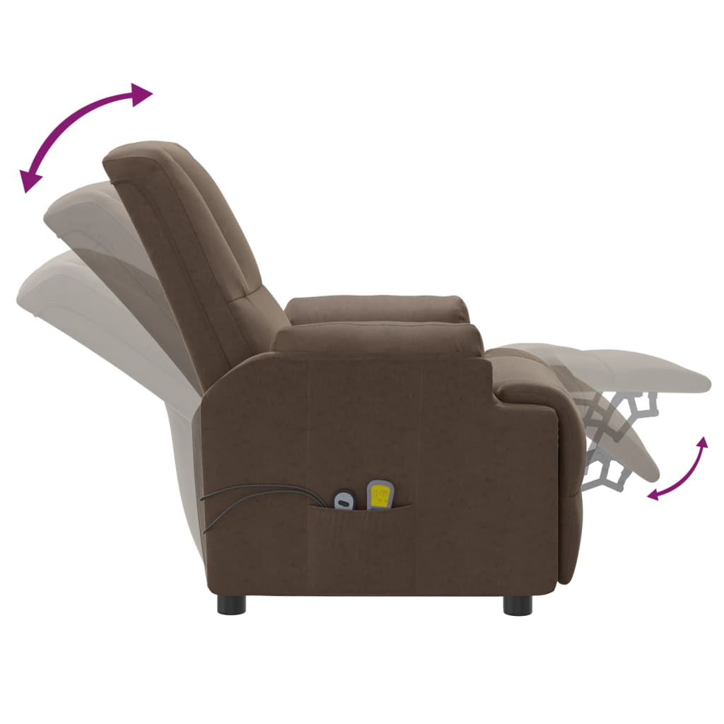 Poltrona de massagens elevatória camurça artificial castanho