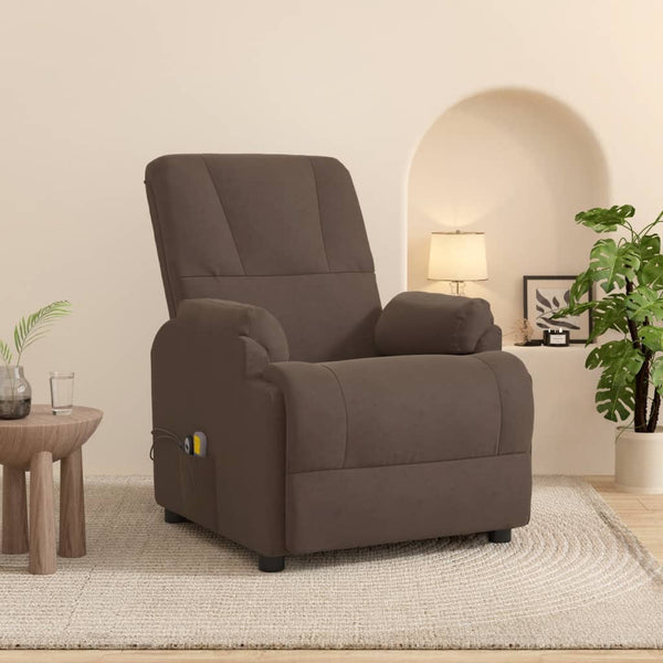 Poltrona de massagens elevatória camurça artificial castanho