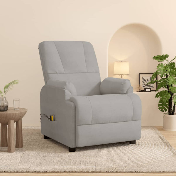 Poltrona de massagens elevatória camurça artificial cinza-claro