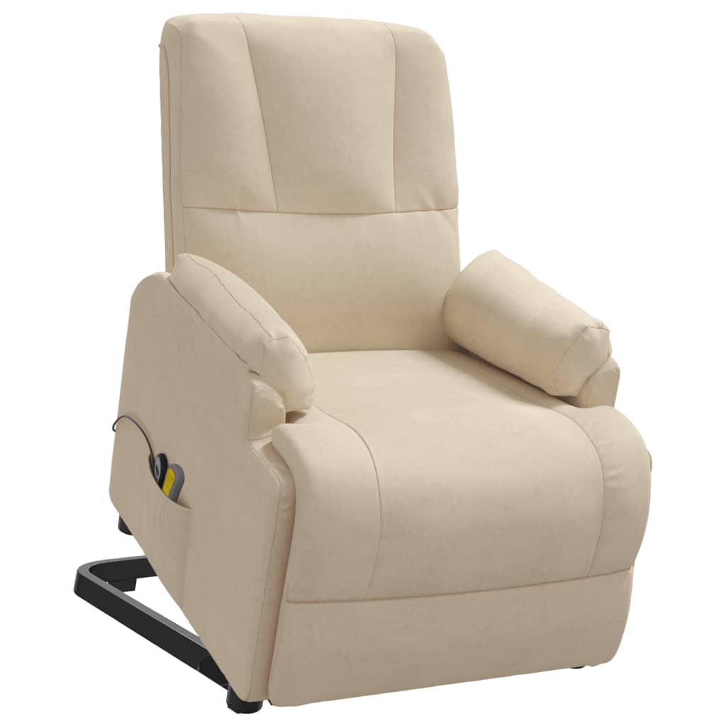 Poltrona de massagens elevatória camurça artificial cor creme