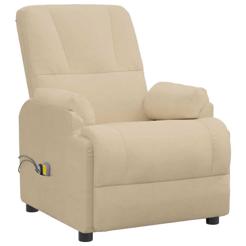 Poltrona de massagens elevatória camurça artificial cor creme