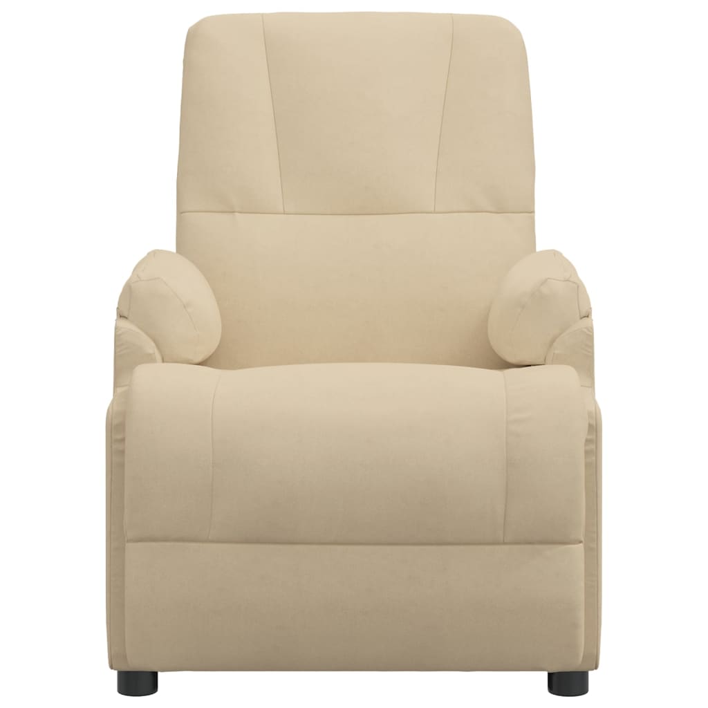 Poltrona de massagens elevatória camurça artificial cor creme