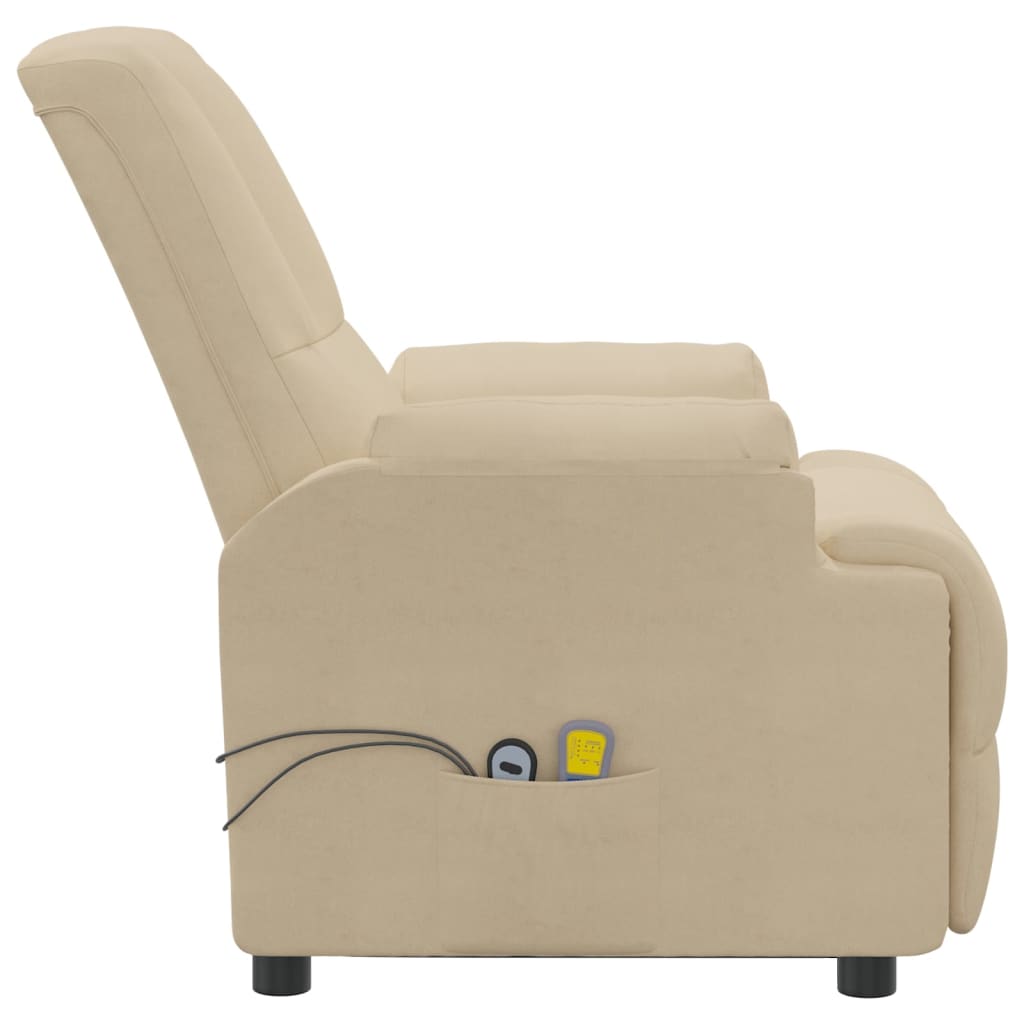Poltrona de massagens elevatória camurça artificial cor creme