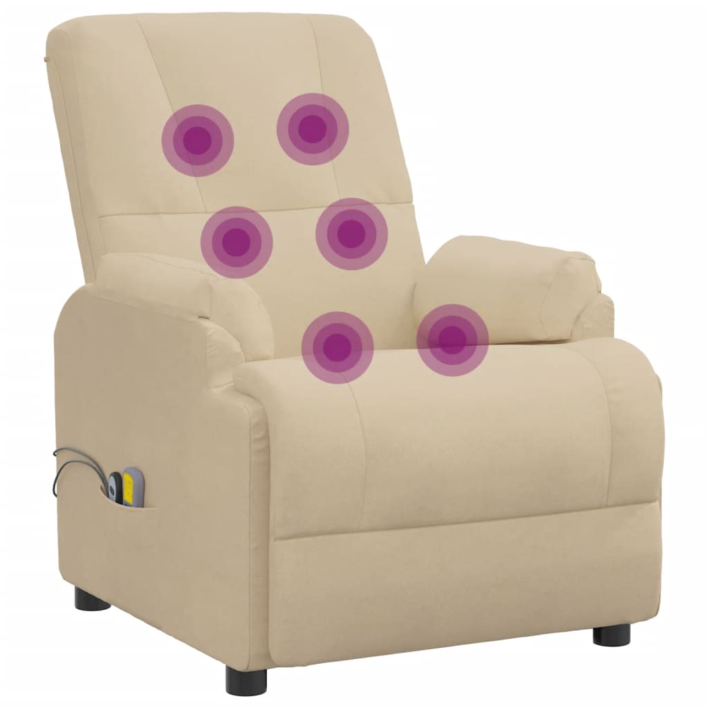 Poltrona de massagens elevatória camurça artificial cor creme