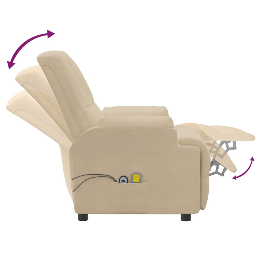 Poltrona de massagens elevatória camurça artificial cor creme