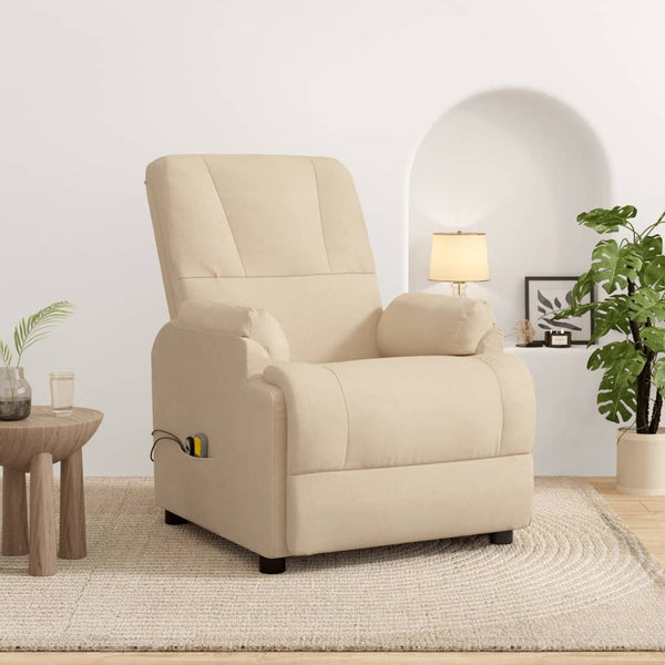 Poltrona de massagens elevatória camurça artificial cor creme
