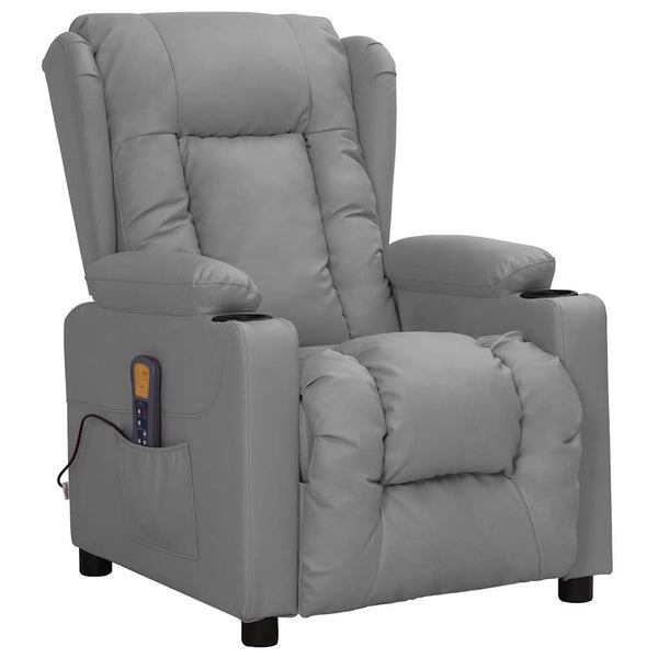 Poltrona de massagens elevatória couro artificial cinzento