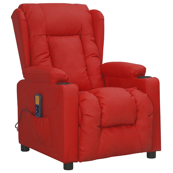 Poltrona massagens elevatória couro artificial vermelho tinto