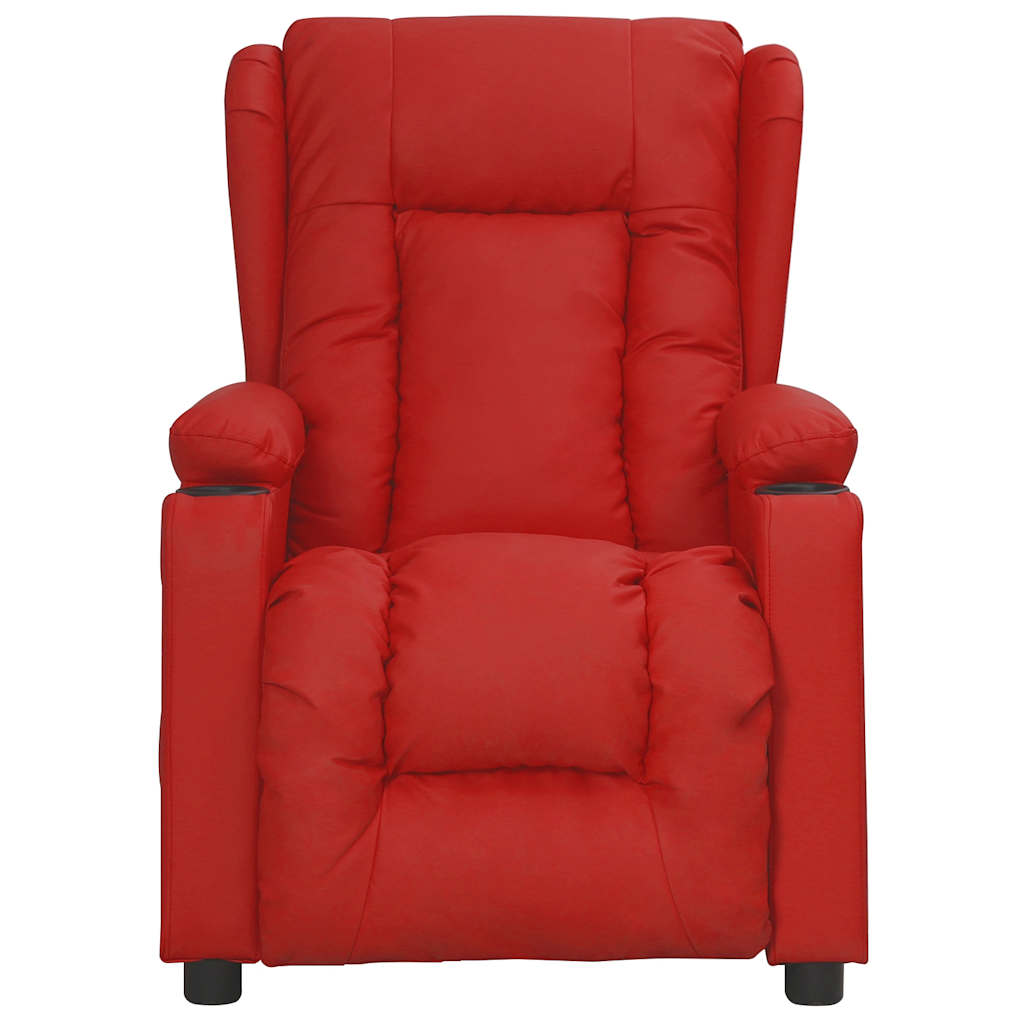 Poltrona massagens elevatória couro artificial vermelho tinto