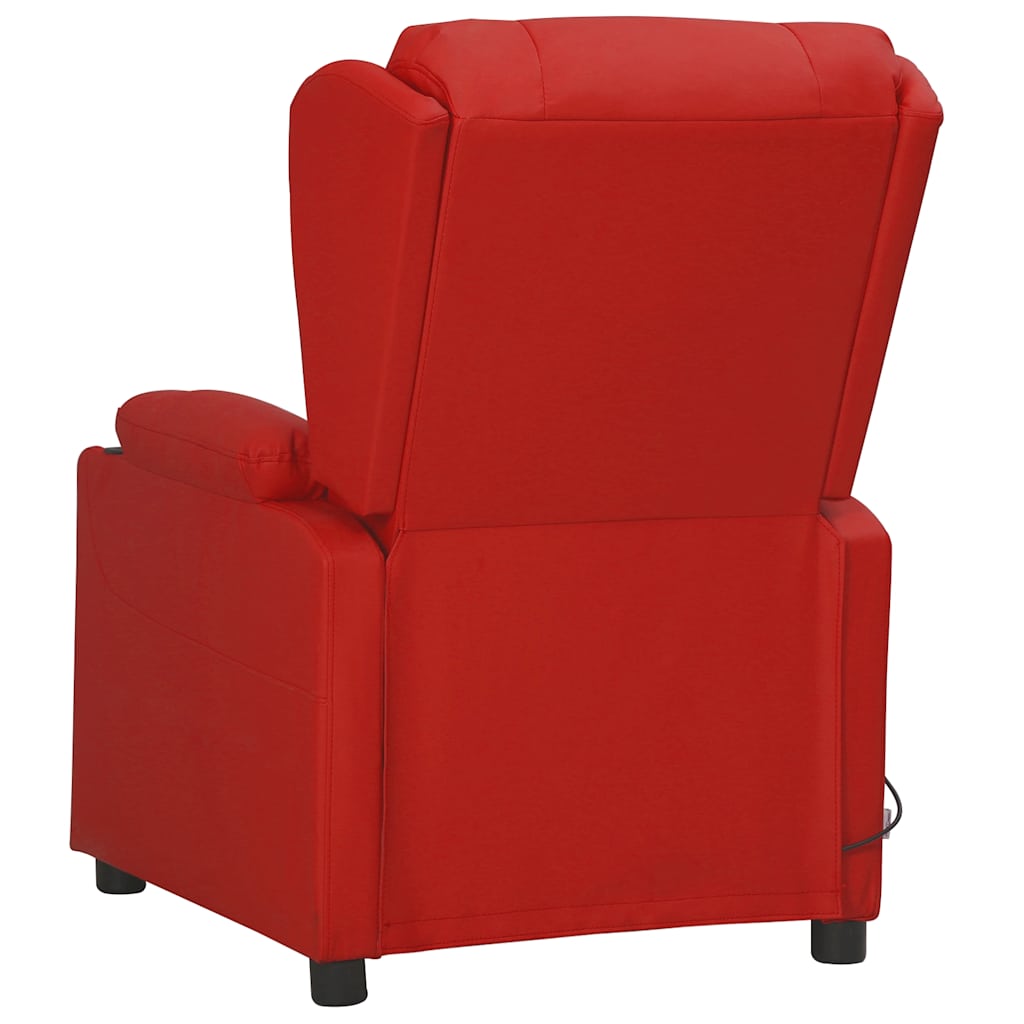 Poltrona massagens elevatória couro artificial vermelho tinto