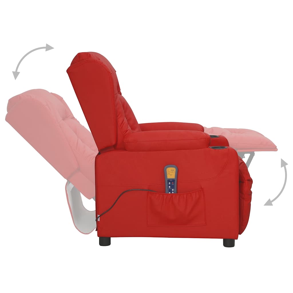 Poltrona massagens elevatória couro artificial vermelho tinto