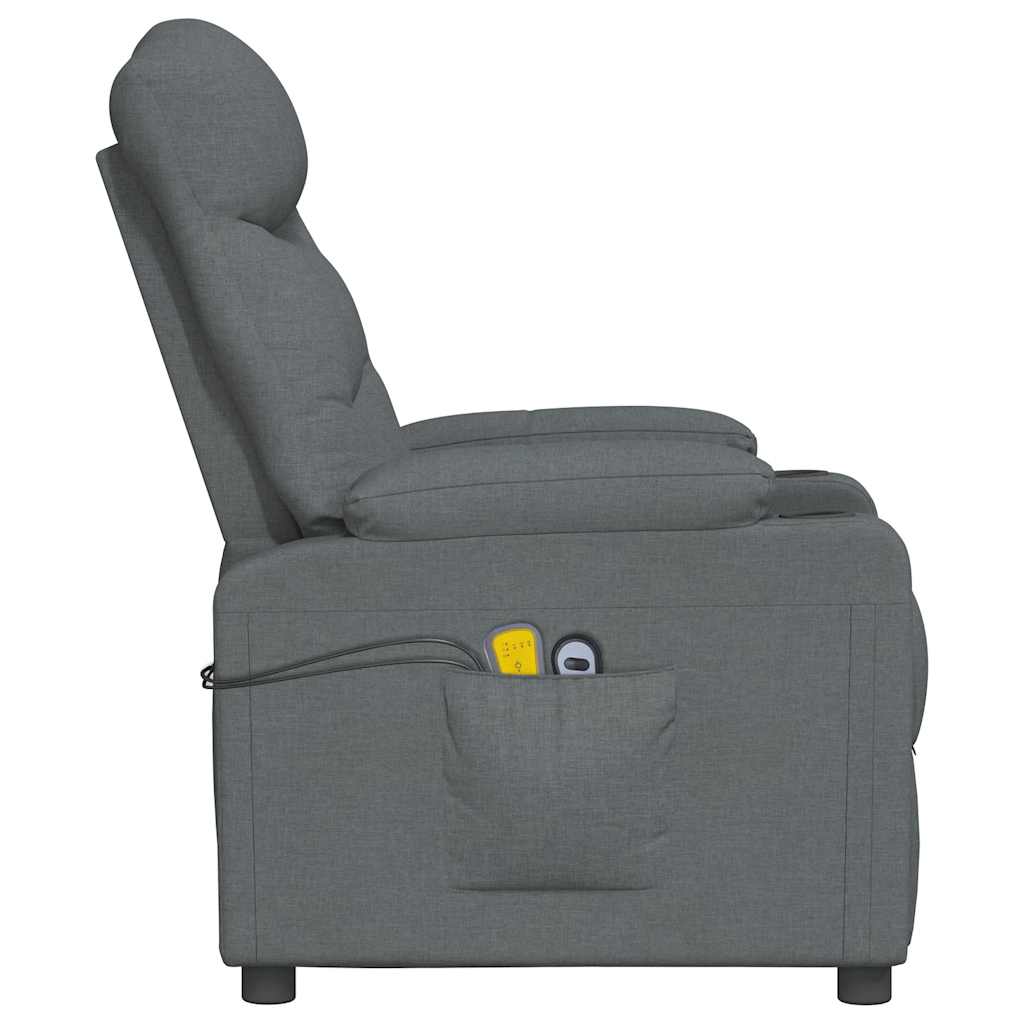 Poltrona de massagens elevatória tecido cinzento-escuro