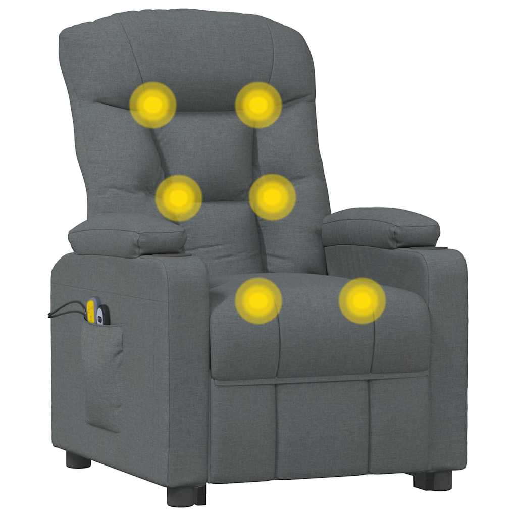 Poltrona de massagens elevatória tecido cinzento-escuro