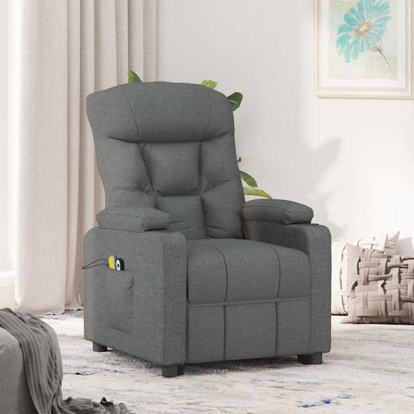 Poltrona de massagens elevatória tecido cinzento-escuro