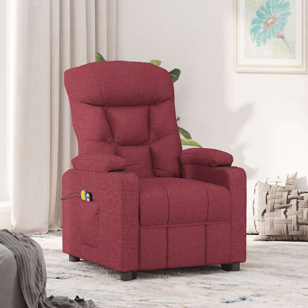 Poltrona elevatória de massagens tecido vermelho tinto