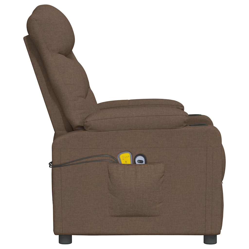 Poltrona elevatória de massagens tecido castanho