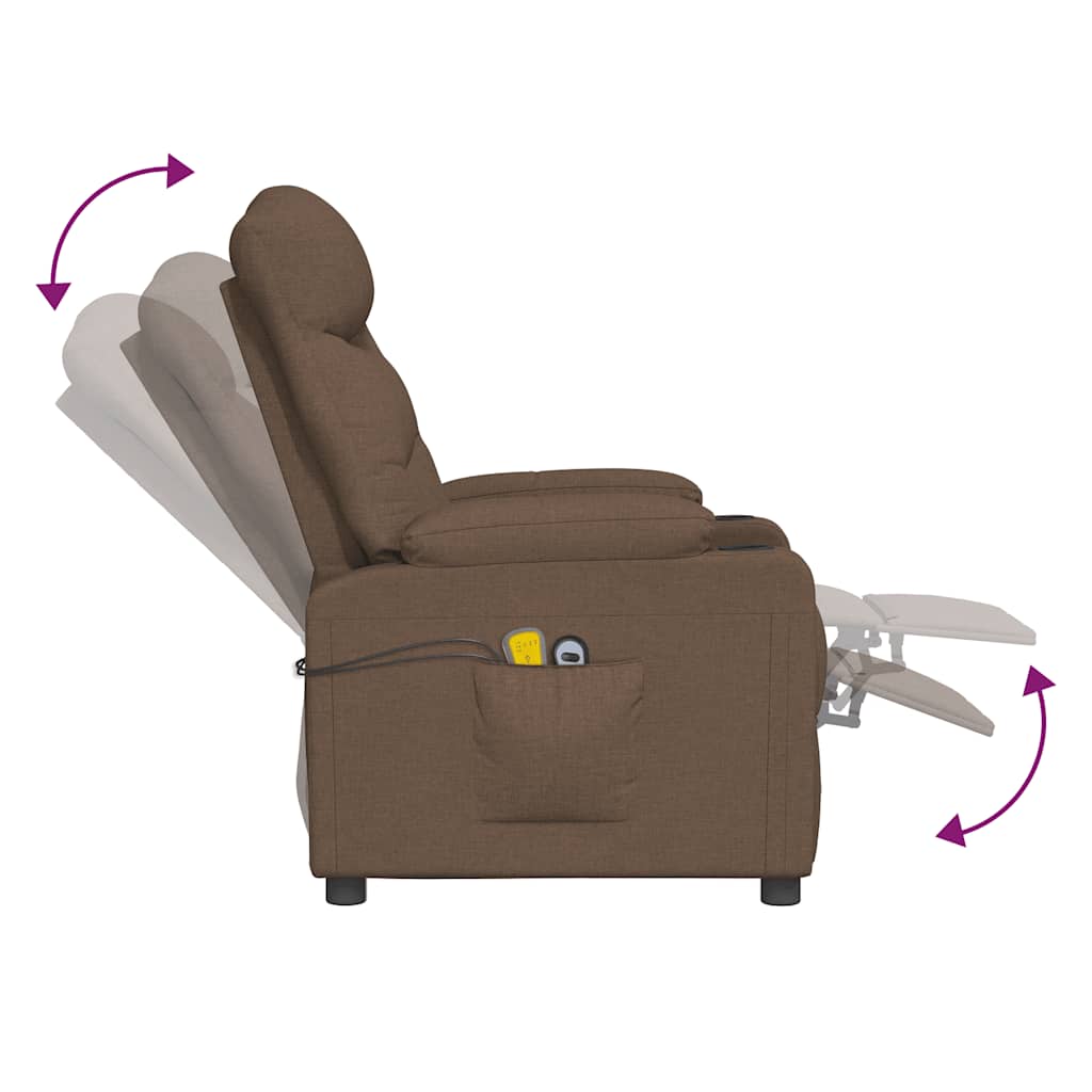 Poltrona elevatória de massagens tecido castanho