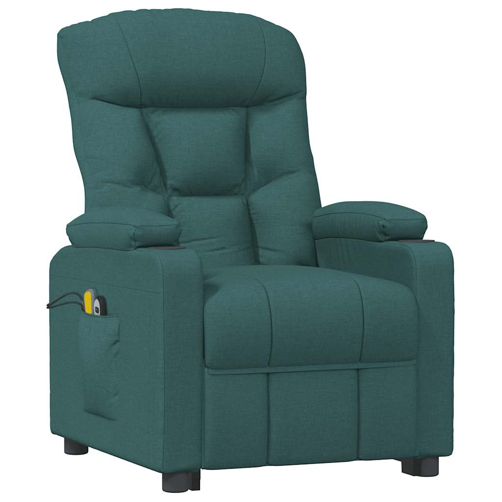 Poltrona elevatória de massagens tecido verde-escuro