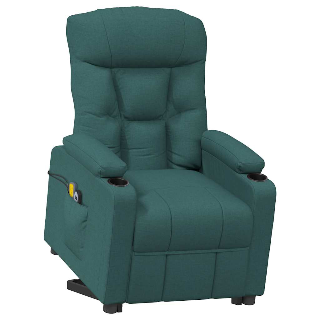 Poltrona elevatória de massagens tecido verde-escuro
