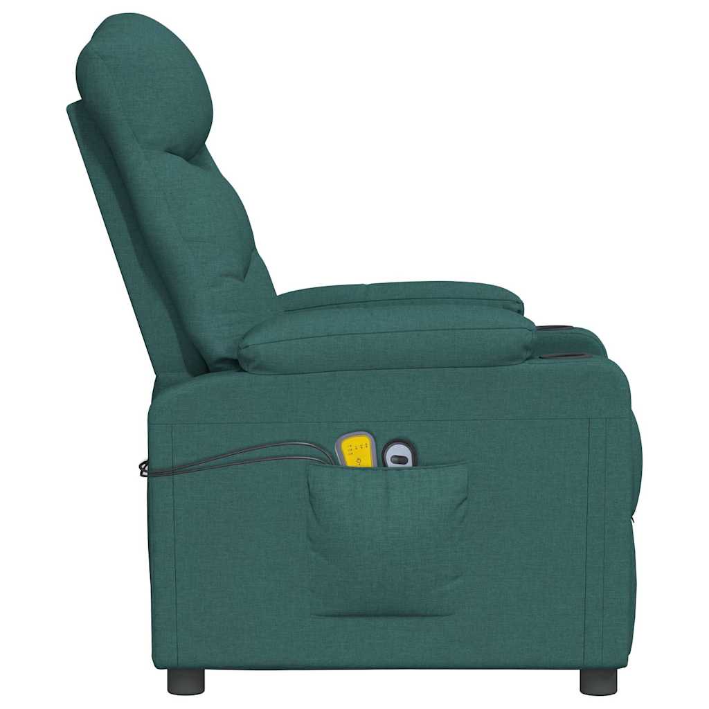 Poltrona elevatória de massagens tecido verde-escuro