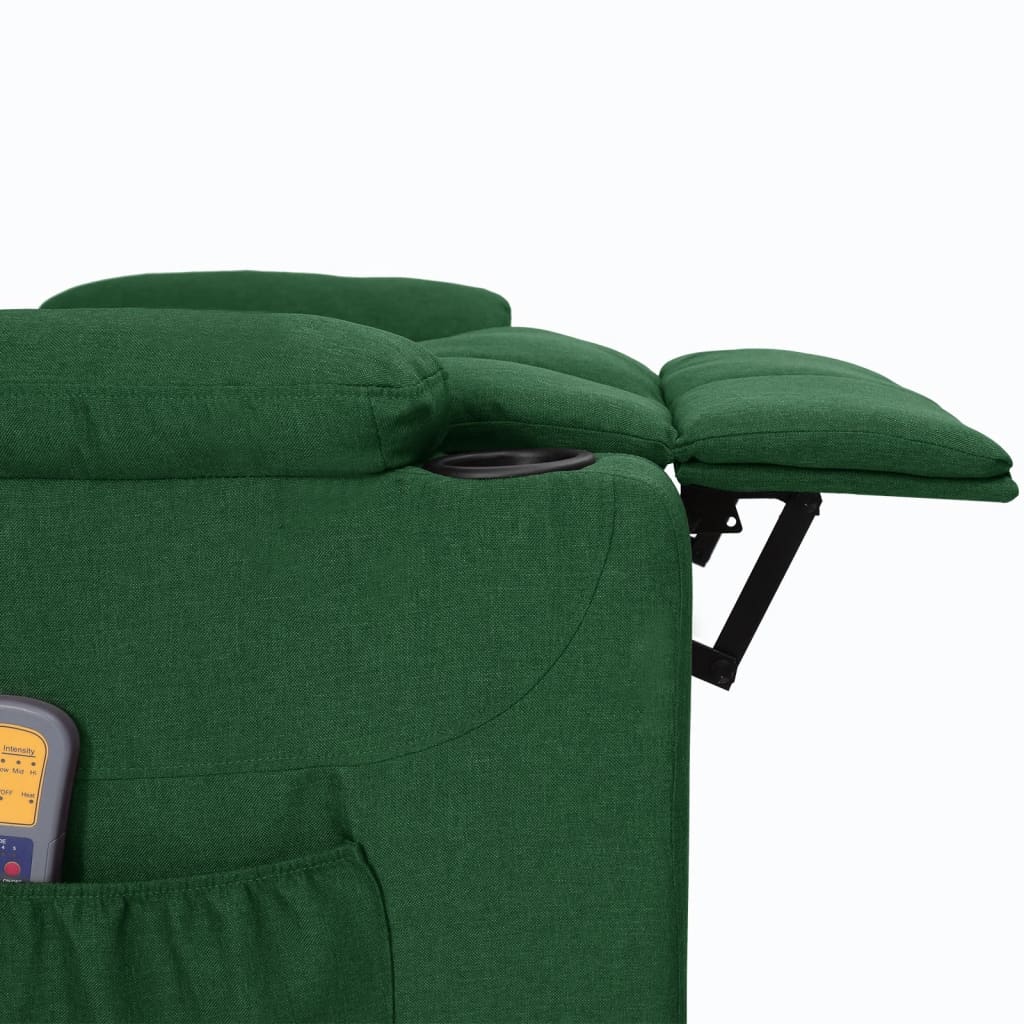 Poltrona elevatória de massagens tecido verde-escuro