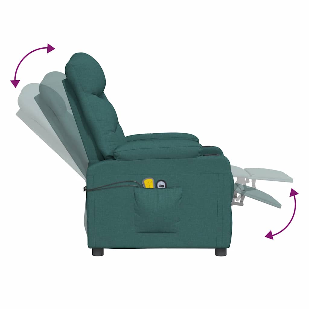 Poltrona elevatória de massagens tecido verde-escuro